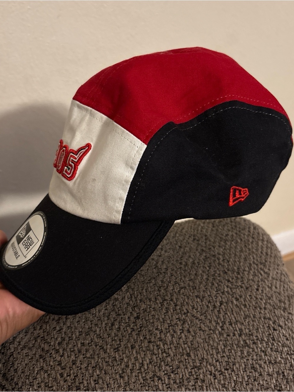 New Era Tricolor Red White Black Cap - Stylish Home Games Hat Adjustable